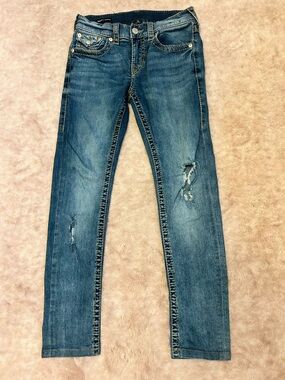 True Religion Women’s Distressed Slim Fit Jeans - Blue